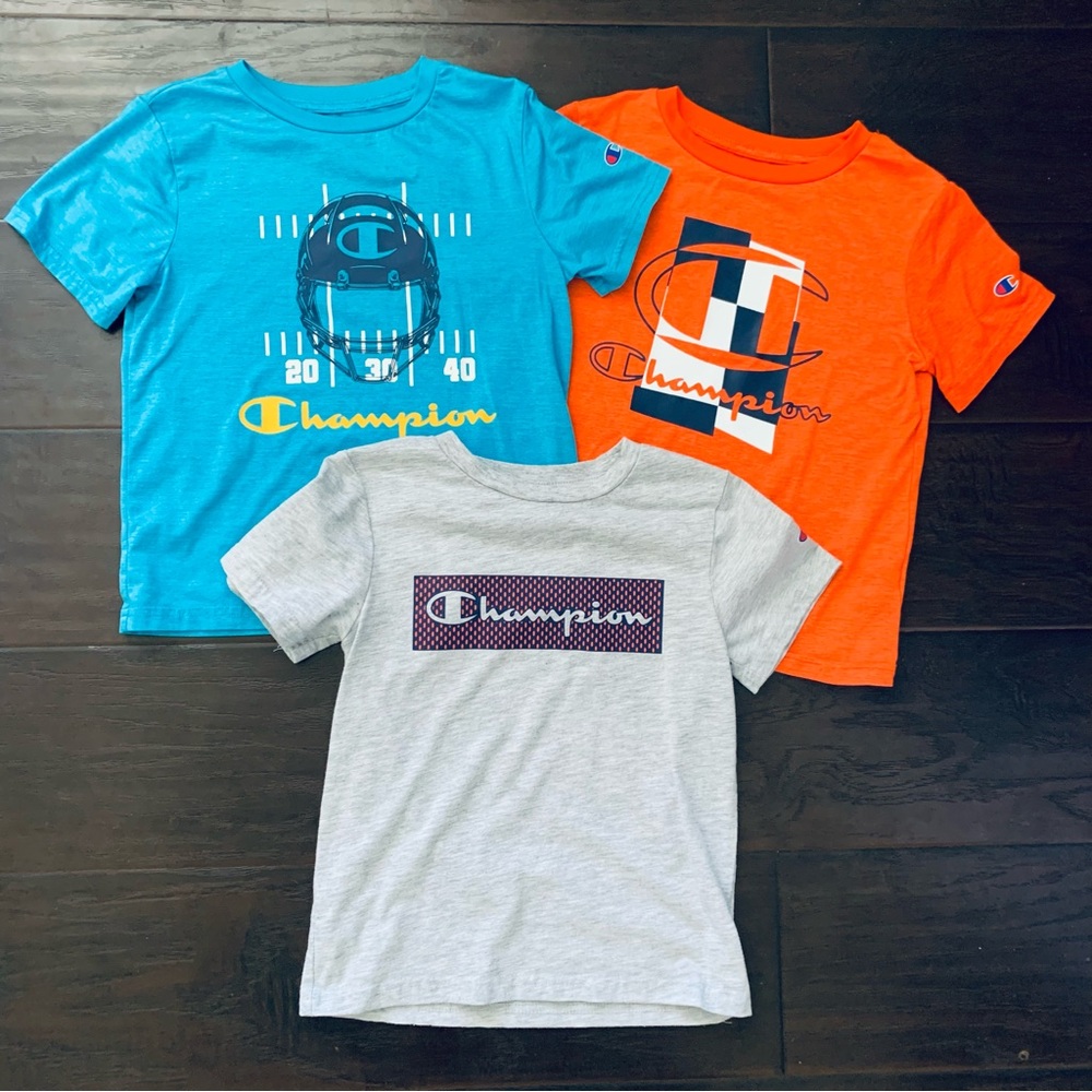 Lot of XS/5 Champion Little Boys Athletic Quick Dry & Cotton Graphic Tops Bundle